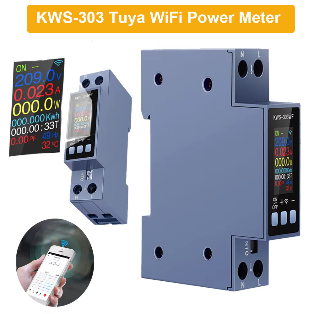 Energy Meter Bidirectional - KWS-303 Tuya WiFi パワーメーター TFT 8-in-1