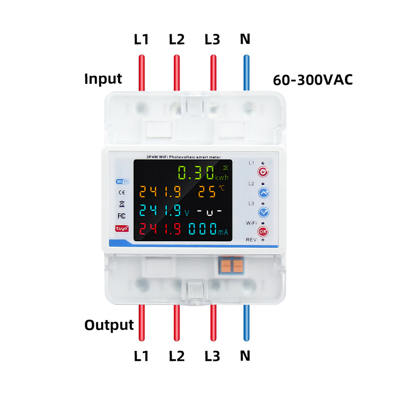 Energy Meter Bidirectional - Tuya WiFi 3*220/380V 5(80)A スマート双方向電力計 過電圧/低電圧保護リレースイッチ