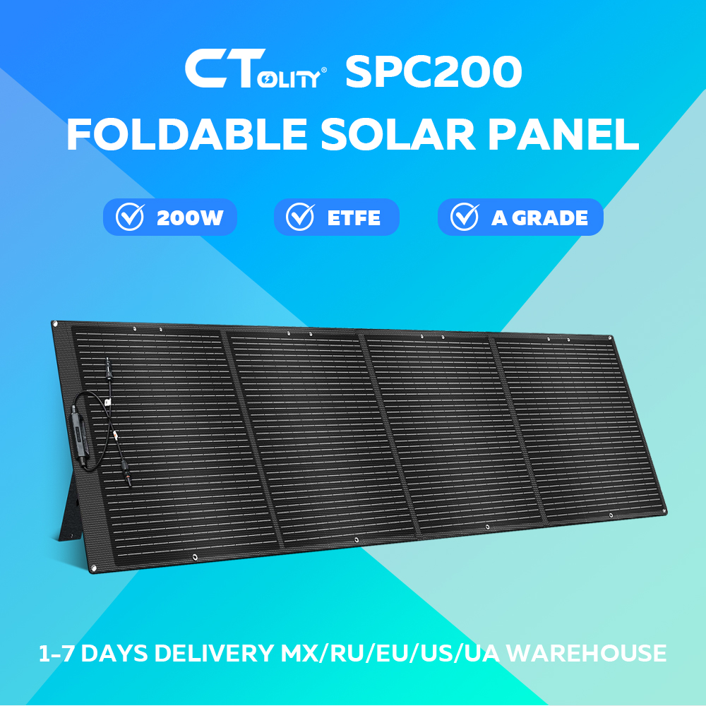 Folding Solar Panel - CTOLITY SPC200折りたたみ式ソーラーパネルAグレード200W ETFE IP68防水高効率23% 20.5Vソーラー発電機16AWG 1M