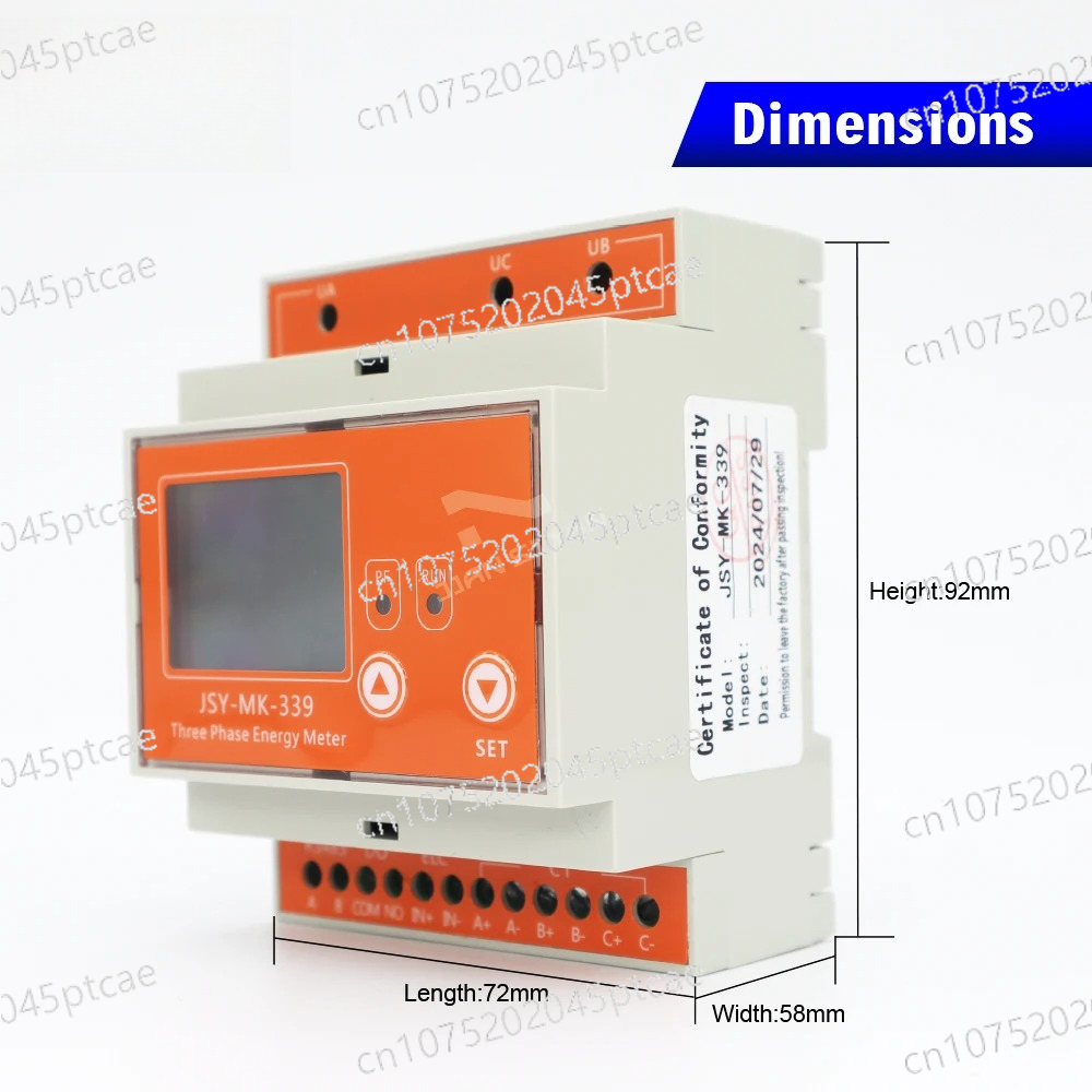 Energy Meter Bidirectional - KWhメーターモニターModbus-RTU電流・電圧分析モジュールJSY-MK-339 RS485 500A双方向AC三相デルタエネルギー
