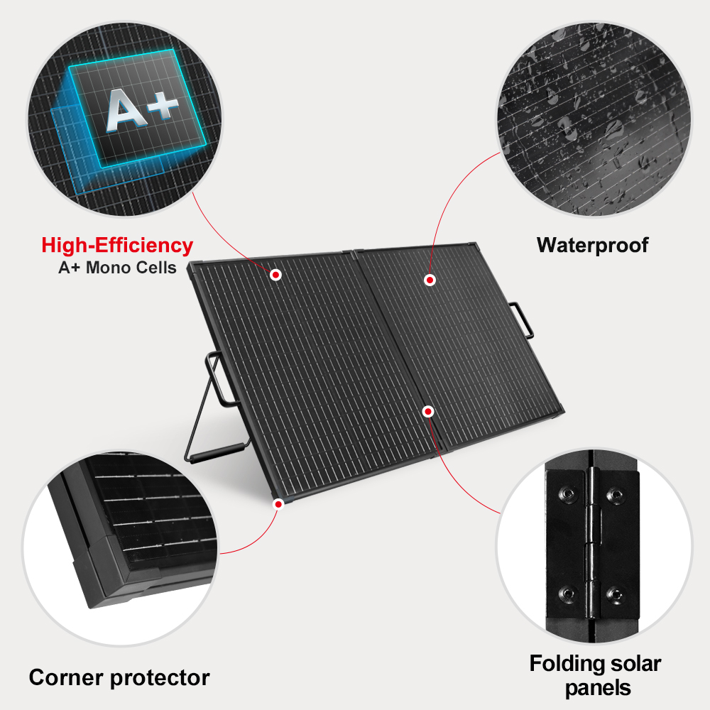 新型DOKIO 18V 100W折りたたみ式ソーラーパネル  - Folding Solar Panel のレビューと価格