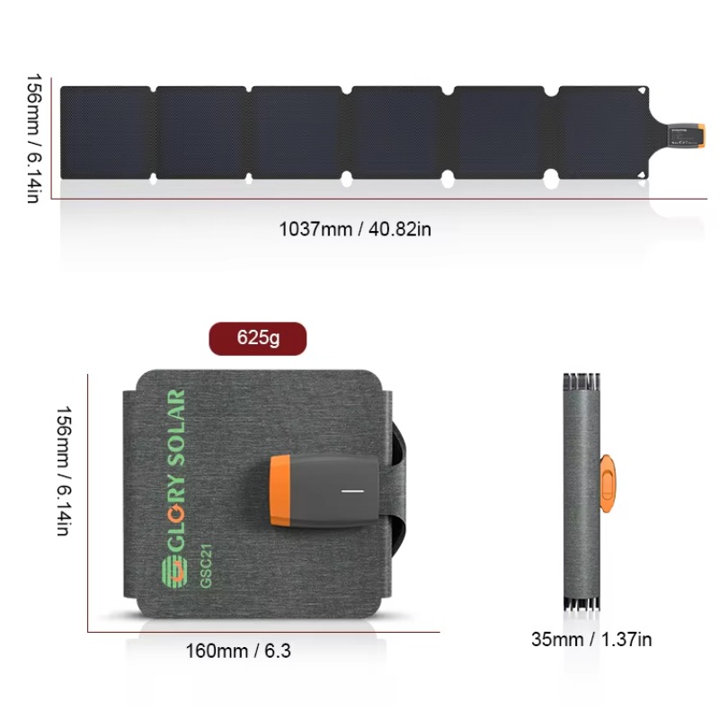21W 6枚折りソーラーパネル充電器、USB-C/USB-A - Folding Solar Panel のレビューと価格