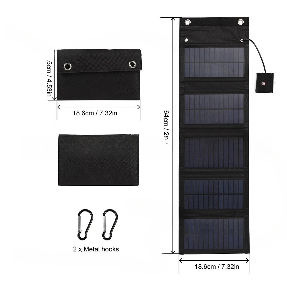 25W 5V ソーラーフォールディングバッグ 防水 緊急用  - Folding Solar Panel のレビューと価格