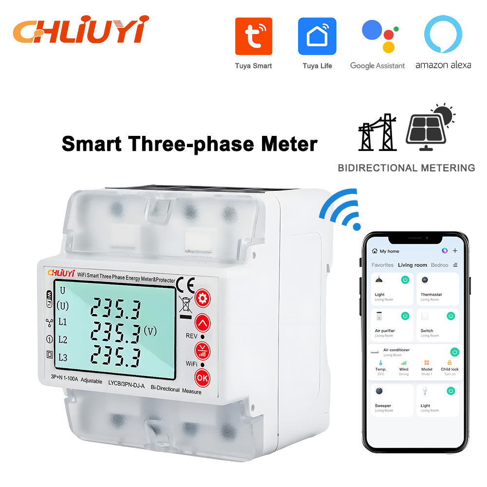 Tuya WiFi 380V 4Pスマート双方向電力メーター - Energy Meter Bidirectional のレビューと価格