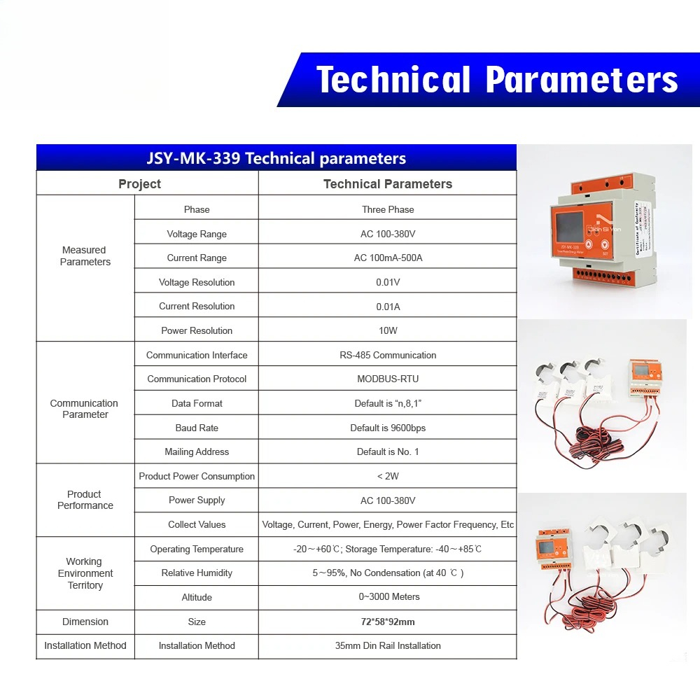 KWhメーターモニターModbus-RTU電流・電圧分析モジ - Energy Meter Bidirectional のレビューと価格